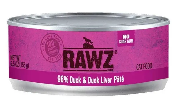 24/5.5 oz. Rawz 96% Duck & Duck Liver Cat Can - Food